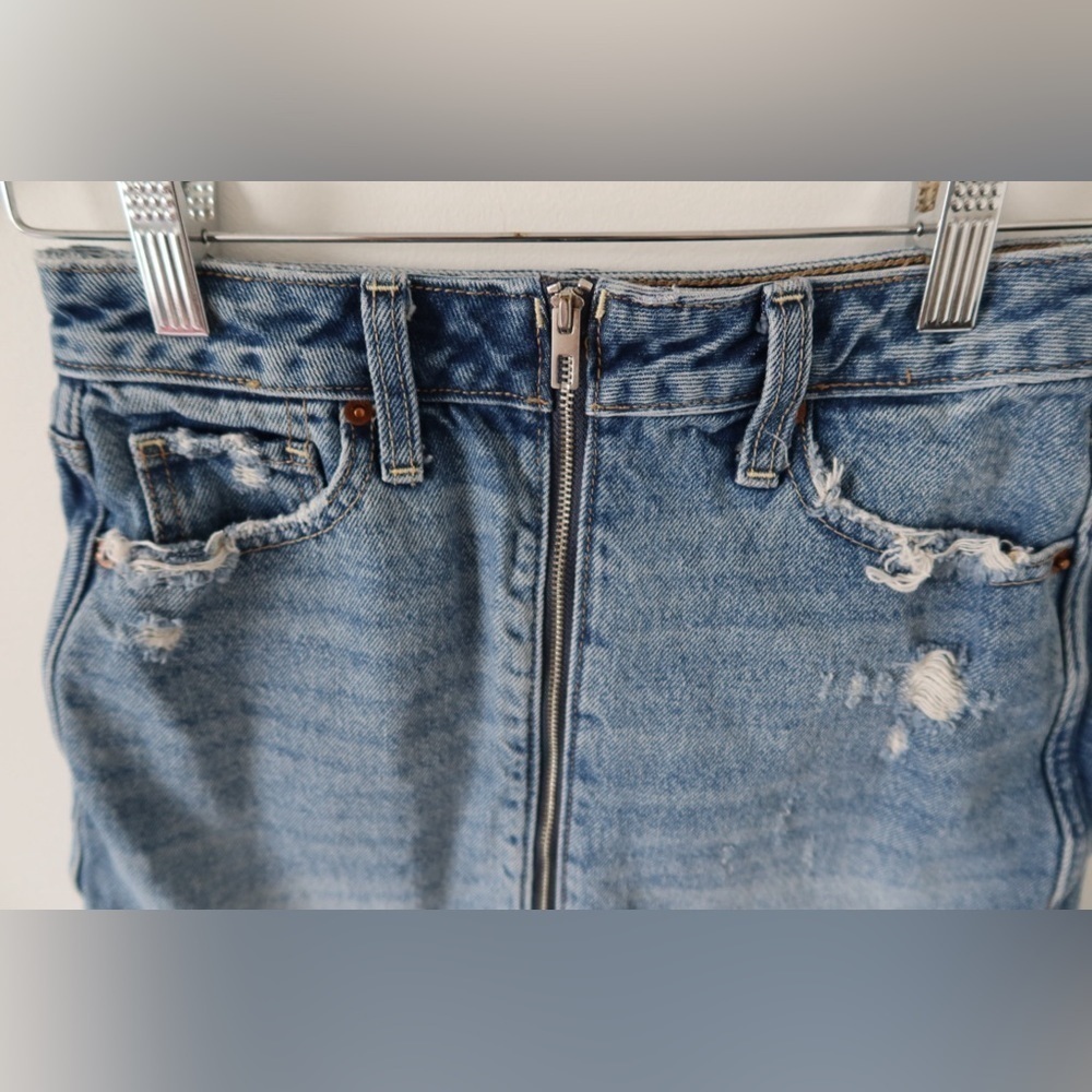 Abercrombie & Fitch Denim Mini Skirt Zip Up Size 24 - Picture 7 of 13